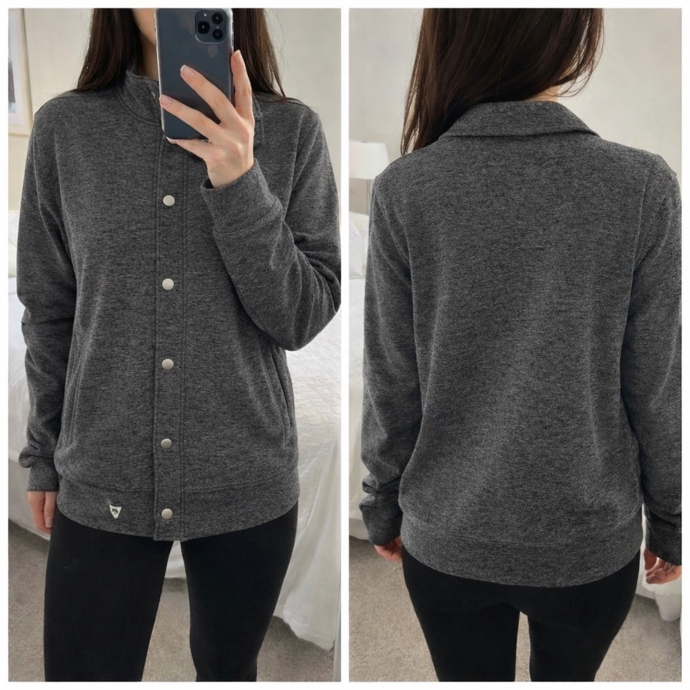 Banana Republic Womens Gray Cotton Snap Front Mock Neck Jacket Medium RN 54023